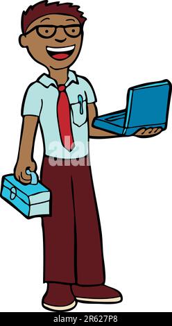 Man ready to fix computers. Stock Vector