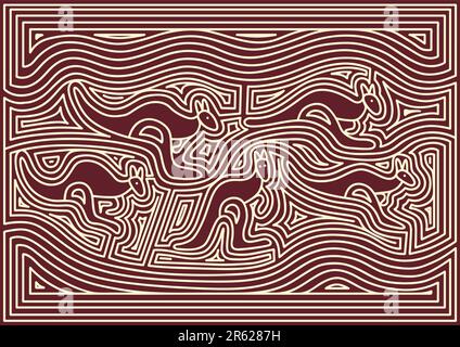 Vector pattern including ethnic Australian motive with multicolored typical elements Stock Vector
