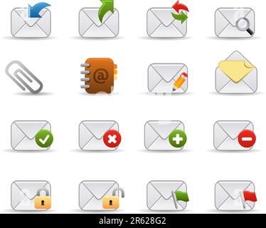 Smooth series: a collection of colorful web icons for your web page! Mail related icons. Stock Vector