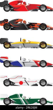 Formula 1 red racing car side view vector icon. Championship one ...