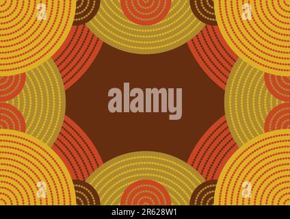 Vector frame including ethnic Australian motive with multicolored typical elements Stock Vector