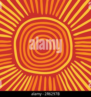 Vector Australian sun including ethnic motive with multicolored typical elements Stock Vector