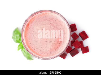 Glass of fresh beetroot juice isolated on white background Stock Photo