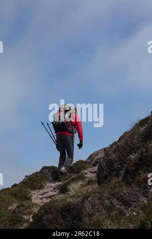 There is nothing more satisfying than a dry, windy (no midges) day in the NW Highlands - Ben Mor Coigagh hike. Stock Photo