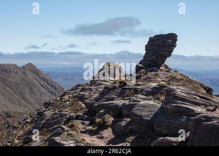 There is nothing more satisfying than a dry, windy (no midges) day in the NW Highlands - Ben Mor Coigagh hike. Stock Photo