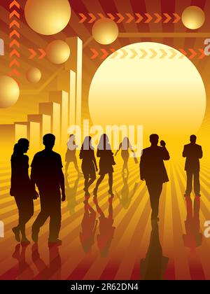 People are going to the sun, conceptual business illustration. Stock Vector