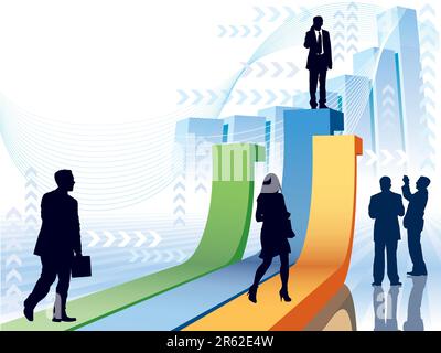People are going to take their position, conceptual business illustration. Stock Vector