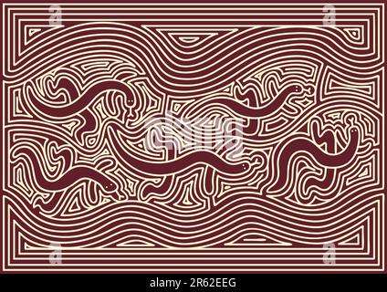 Vector pattern including ethnic Australian motive with multicolored typical elements Stock Vector