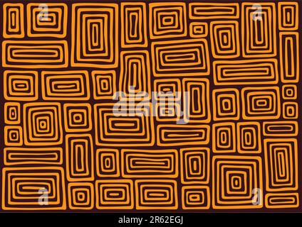 Vector pattern including ethnic Australian motive with multicolored typical elements Stock Vector