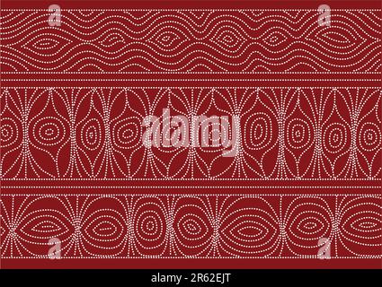 Vector pattern including ethnic Australian motive with multicolored typical elements Stock Vector