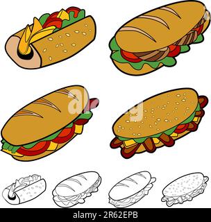 Sandwich set isolated on a white background. Stock Vector