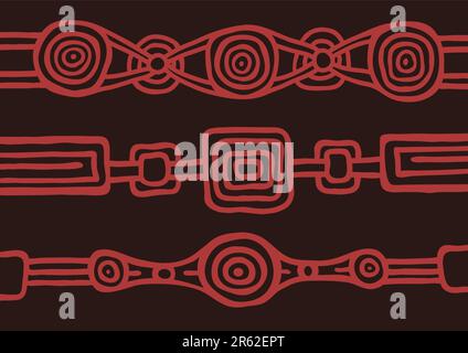 Vector pattern including ethnic Australian motive with multicolored typical elements Stock Vector