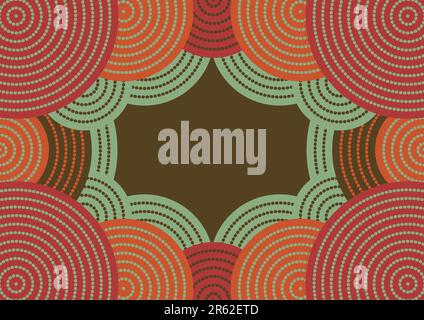 Vector frame including ethnic Australian motive with multicolored typical elements Stock Vector