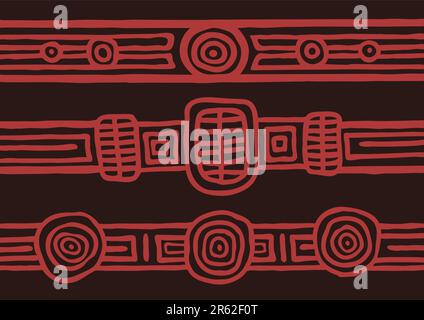 Vector pattern including ethnic Australian motive with multicolored typical elements Stock Vector