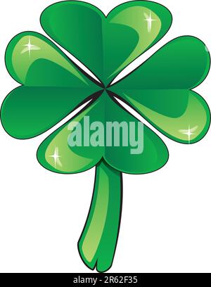 Vector Illustration four leaf clover shamrock. St. Patrick's Day. Stock Vector