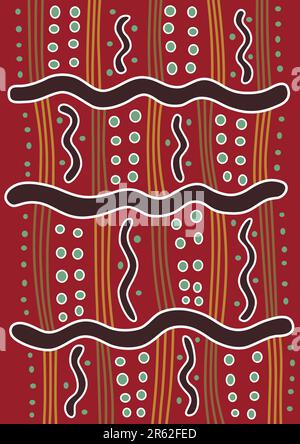 Vector pattern including ethnic Australian motive with multicolored typical elements Stock Vector