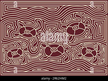 Vector pattern including ethnic Australian motive with multicolored typical elements Stock Vector