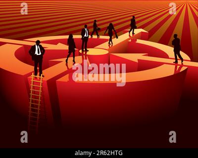 Successful people are going to find a next target, conceptual business illustration. Stock Vector