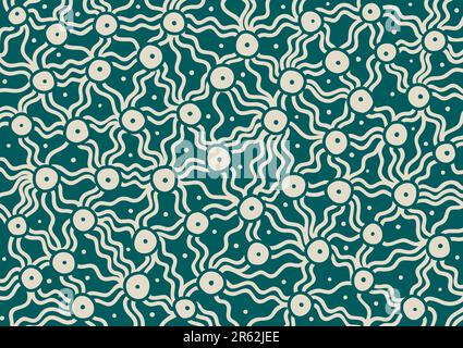 Vector pattern including ethnic Australian motive with multicolored typical elements Stock Vector