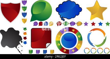 Blank button set isolated on a white background. Stock Vector