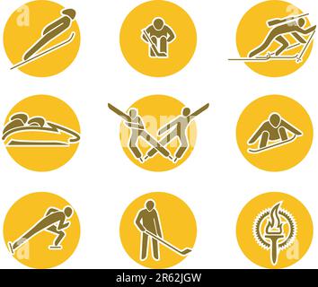 olimpic winter sports icons set on the white Stock Vector