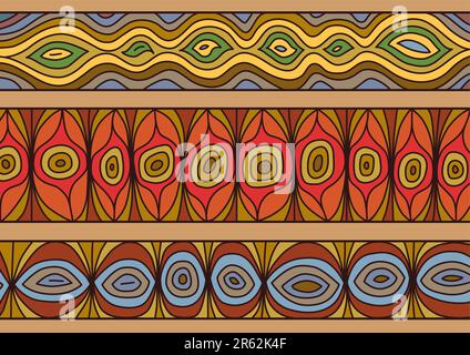 Vector pattern including ethnic Australian motive with multicolored typical elements Stock Vector