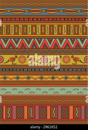 Vector pattern including ethnic Australian motive with multicolored typical elements Stock Vector
