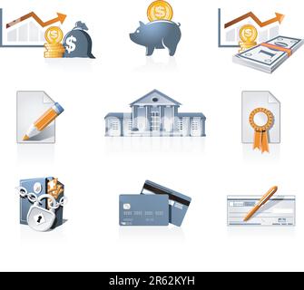 Bank, finances and stock-market icons Stock Vector