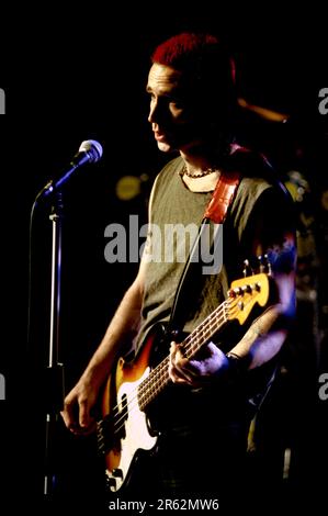 Milan Italy 1997-09-17 :Mike Dirnt bassist of Green Day during the Sonic TV show Stock Photo