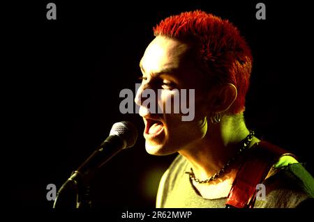 Milan Italy 1997-09-17 :Mike Dirnt bassist of Green Day during the Sonic TV show Stock Photo