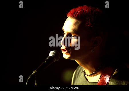 Milan Italy 1997-09-17 :Mike Dirnt bassist of Green Day during the Sonic TV show Stock Photo