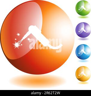 Welding torch web button isolated on a background Stock Vector