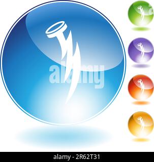 Nail lightning bolt icon isolated on a white background. Stock Vector