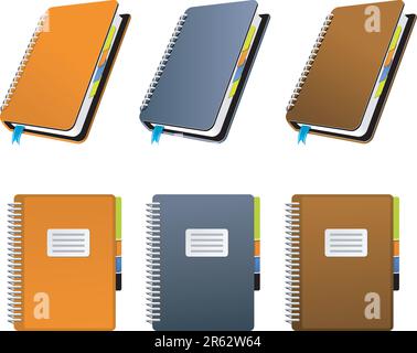 Spiral Notebook in three different colors Stock Vector