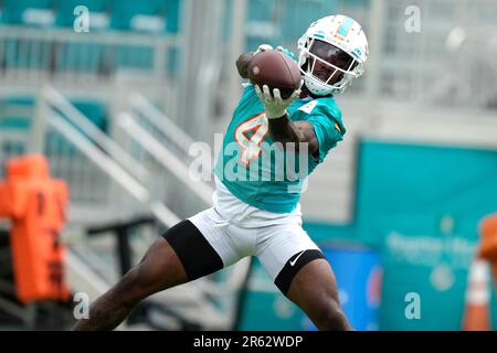 MIAMI GARDENS, FL - DECEMBER 25: Miami Dolphins cornerback Kader Kohou (28)  eyes the quarterback from the line of scrimmage during the game between the  Green Bay Packers and the Miami Dolphins