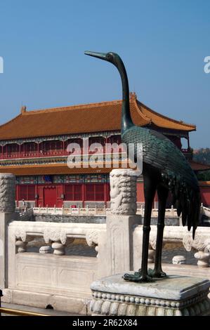The Forbidden City was constructed from 1406 to 1420, and was the former Chinese imperial palace and winter residence of the Emperor of China from the Stock Photo