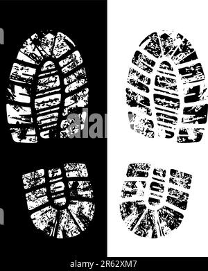 detailed black and white bootprint - vector illustration Stock Vector