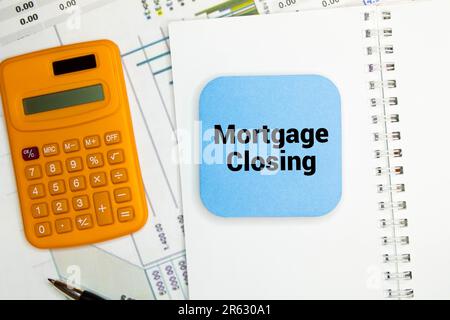 Mortgage Closing is shown using a text. Stock Photo