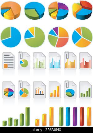 Green circle pie chart icons. Colorful diagram with 10 sections. Vector ...