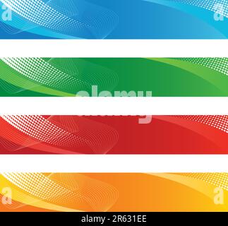 Banners in haftone and curved lines vector illustration Stock Vector