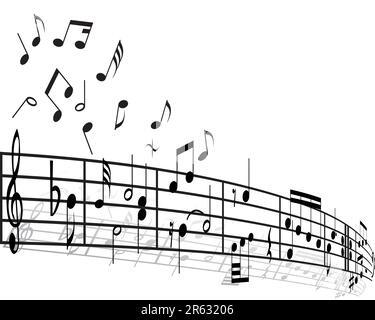 Music background with different notes on the white Stock Vector