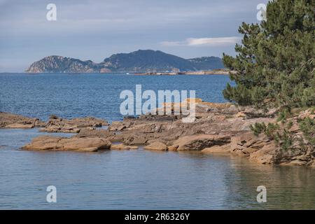 seascape Cies islands from Cangas de Morrazo, Pontevedra, Spain Stock Photo