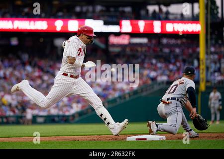 Philadelphia Phillies' Nick Castellanos plays during a baseball game,  Friday, April 21, 2023, in Philadelphia. (AP Photo/Matt Slocum Stock Photo  - Alamy