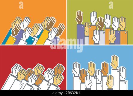 Voting group of people - symbolic human's hands Stock Vector
