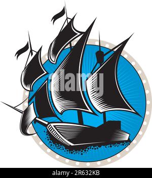 Sail theme shield pattern design. Stock Vector