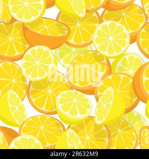 Seamless editable vector tile of lemons and oranges Stock Vector