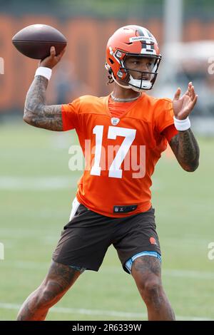 Cleveland Browns rookie Dorian Thompson-Robinson (17) calls a play during  the NFL football team's rookie minicamp in Berea, Ohio, Friday, May 12,  2023. (AP Photo/Phil Long Stock Photo - Alamy