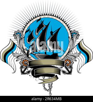 Sail theme shield pattern design. Stock Vector