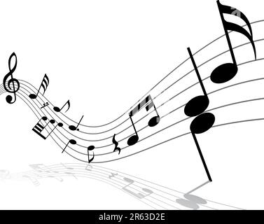 Musical notes staff with lines and shadows Stock Vector