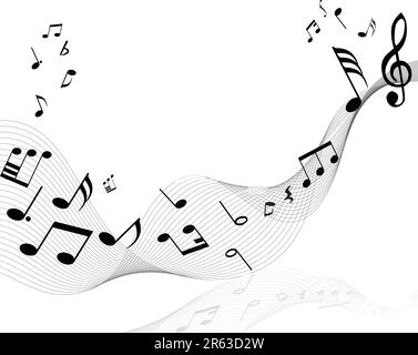 Musical notes staff with lines and shadows Stock Vector